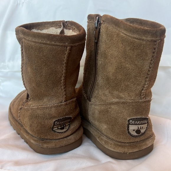 Bearpaw boots Unisex girl tan brown suede faux fur lined Size 10 preloved - Picture 4 of 7